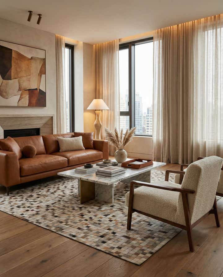 5' x 8' Cowhide Leather Rug