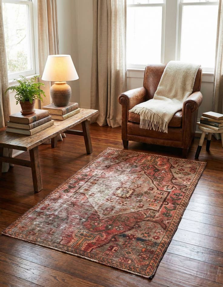 Detail image of  3' 1 x 5' 2  Hand Knotted Ultra Vintage Persian Wool Rug