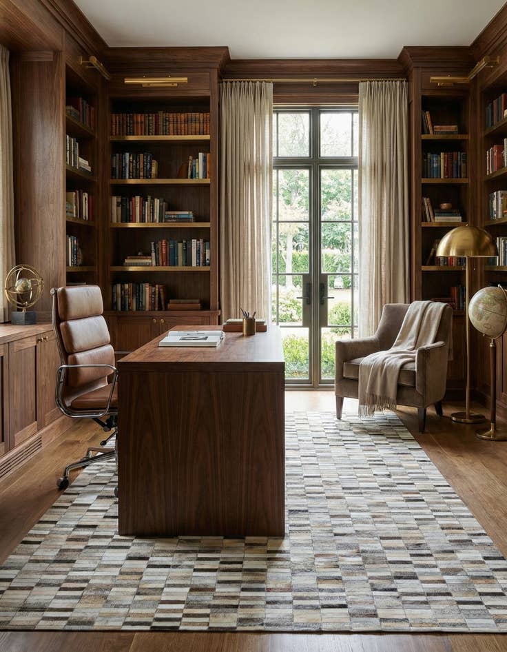 Detail image of 5' 3 x 8' Cowhide Stocks Rug