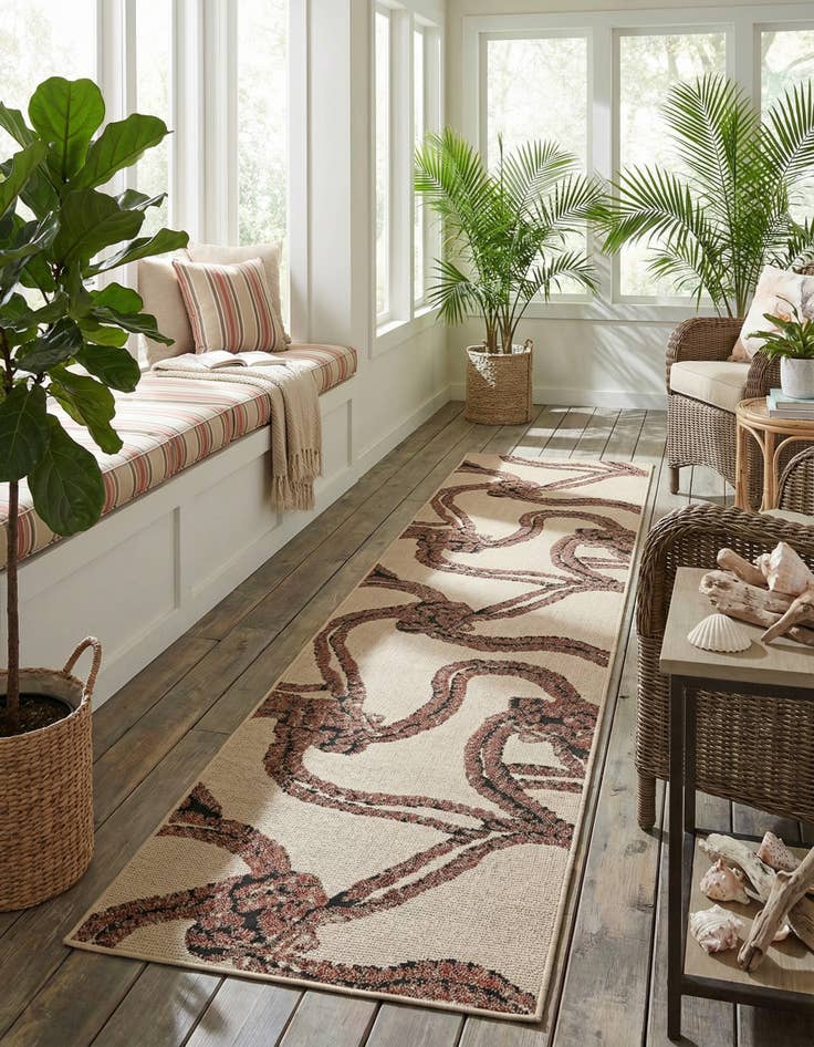 Detail image of 2' 7 x 12'  Washable Coastal Indoor / Outdoor Runner Rug