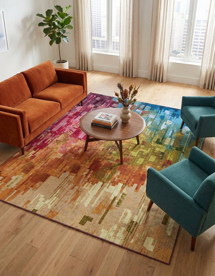 Detail image of  7' 10 x 11'  Washable Modern Indoor / Outdoor Rug