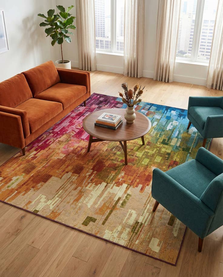 Detail image of 7' 10 x 11' Easy-Clean Modern Indoor / Outdoor Rug