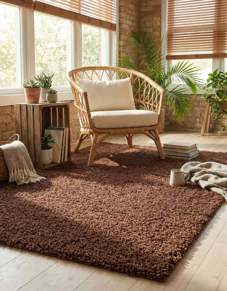 Detail image of  5' 3 x 8' Solid Shag Rug