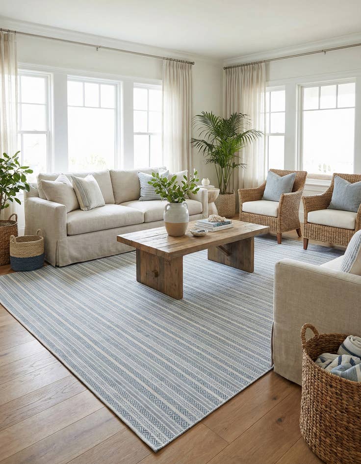 Detail image of 10' x 13'  Washable Striped Indoor / Outdoor Rug