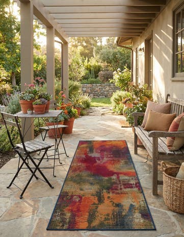 2' 7 x 5' 3 Easy-Clean Modern Indoor / Outdoor Runner Rug
