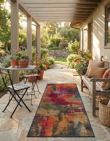 2' 7 x 5' 3 Easy-Clean Modern Indoor / Outdoor Runner Rug
