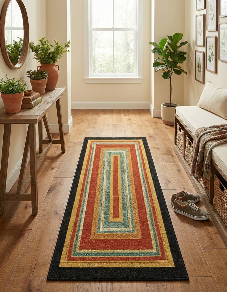 Detail image of 2' x 5'  Washable Modern Indoor / Outdoor Runner Rug