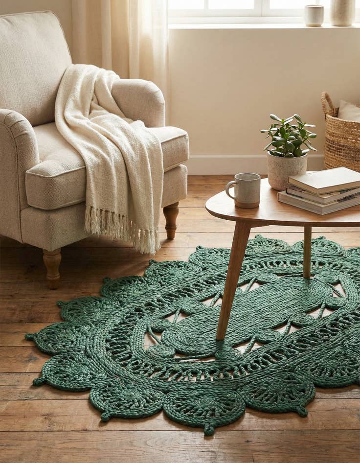 Detail image of  2' x 3' 1  Hand Braided Jute Oval Rug