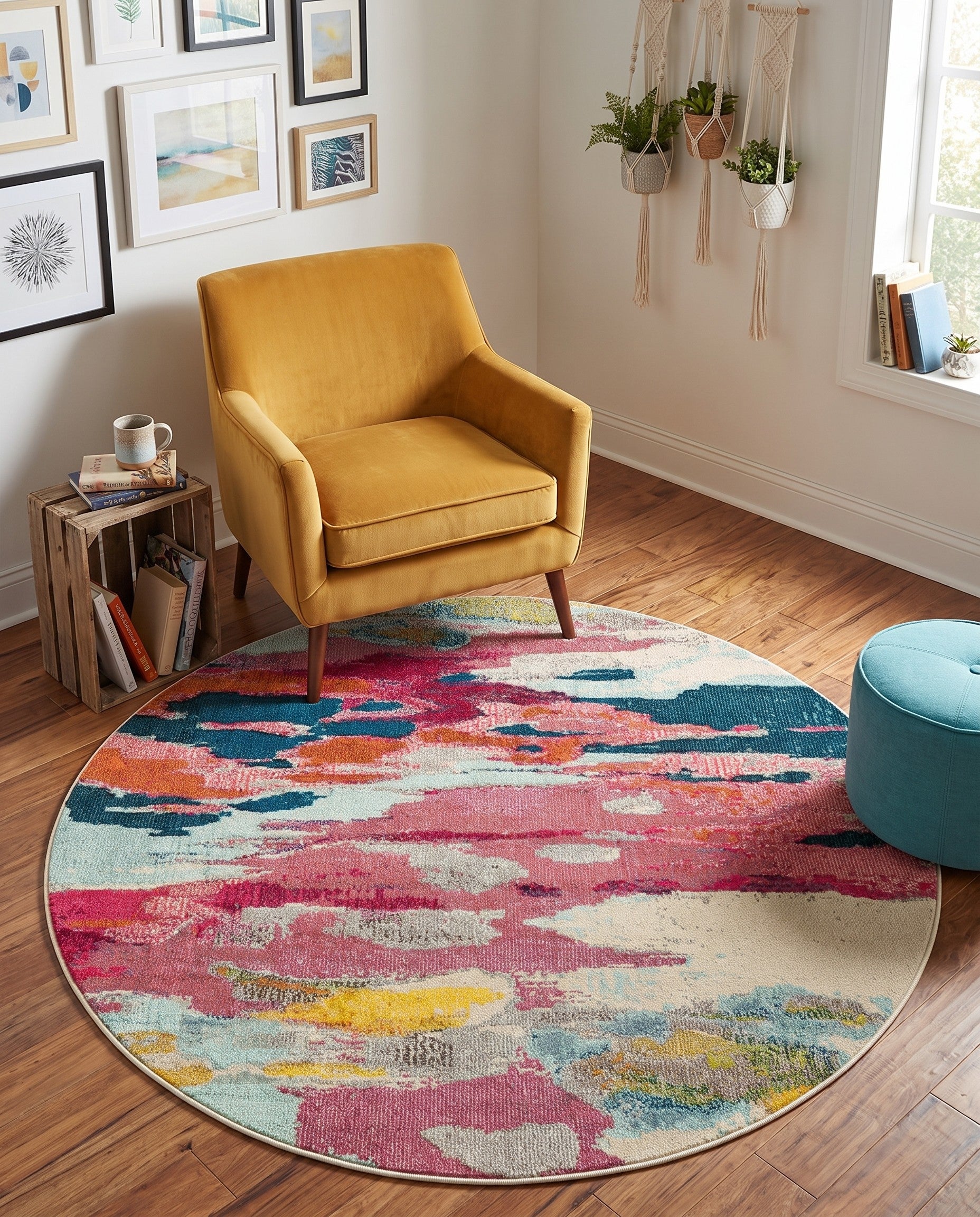 5' 3 x 5' 3 Washable Hyacinth Round Rug