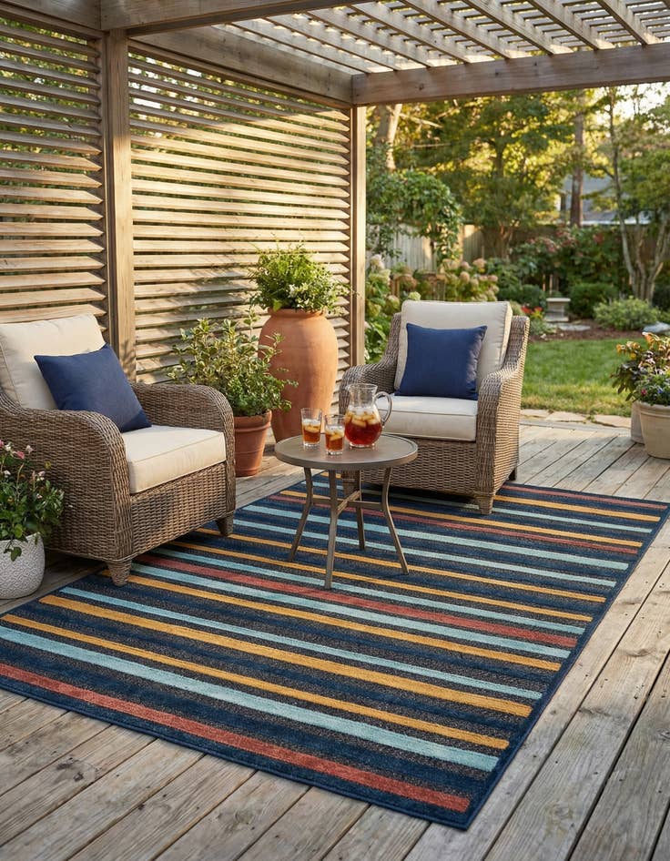 Detail image of 5' 3 x 8'  Washable Belize Indoor / Outdoor Rug