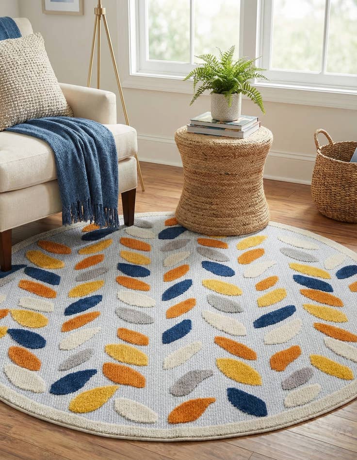 Detail image of 5' 3 x 5' 3  Washable Aruba Indoor / Outdoor Round Rug