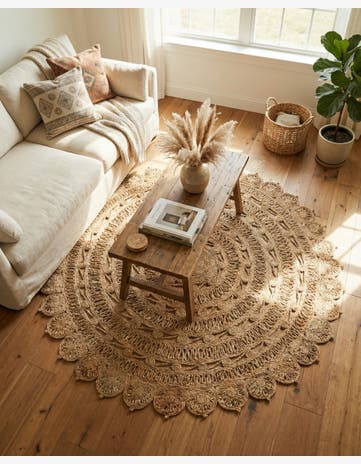 Natural Handmade Braided Jute Round Rug