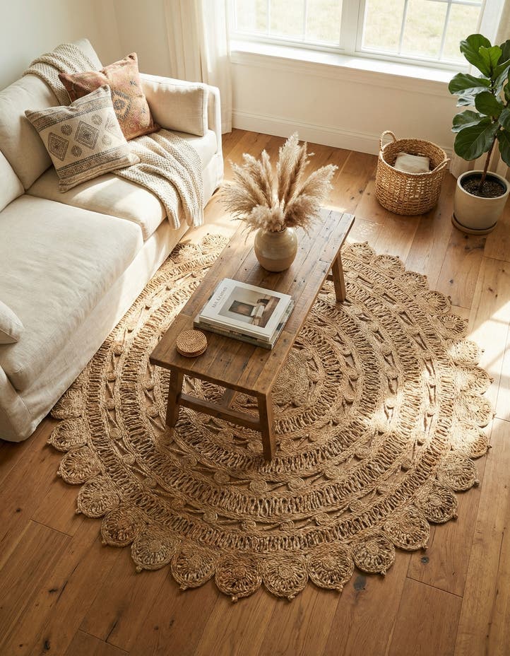 6' 1 x 6' 1 Handmade Braided Jute Round Rug