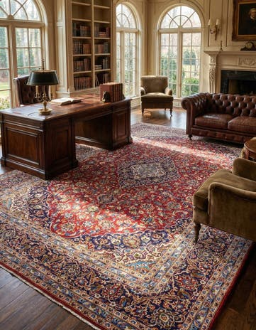 9' 8 x 12' 7 Hand Knotted Kashan Persian Wool Rug
