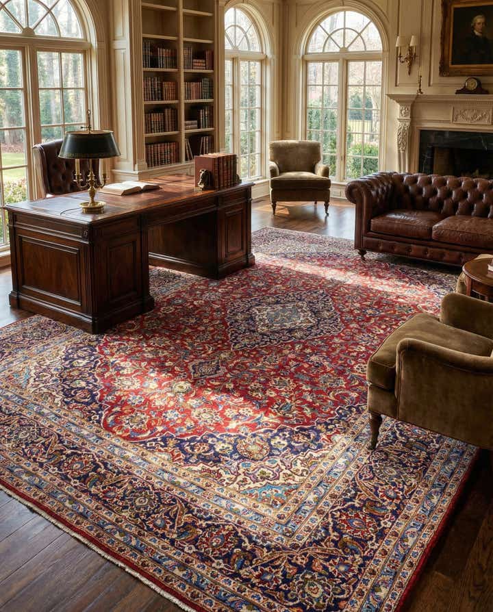 9' 8 x 12' 7 Hand Knotted Kashan Persian Wool Rug