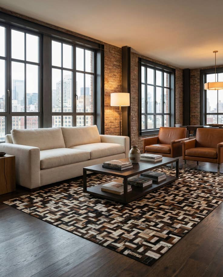 Detail image of 4' 11 x 7' 10 Cowhide - Patchwork Rug