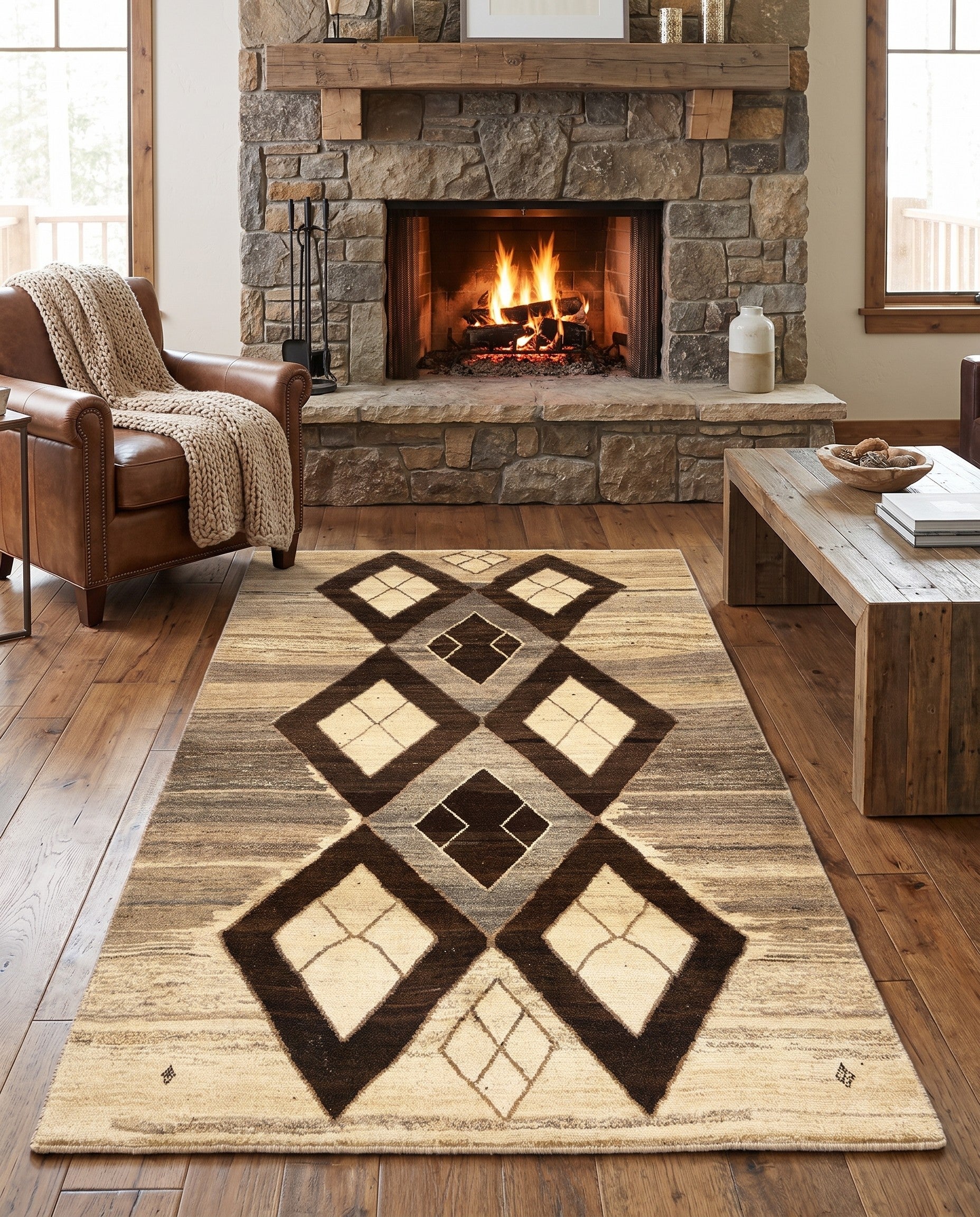 3' 10 x 6' 8 Gabbeh Wool Rug
