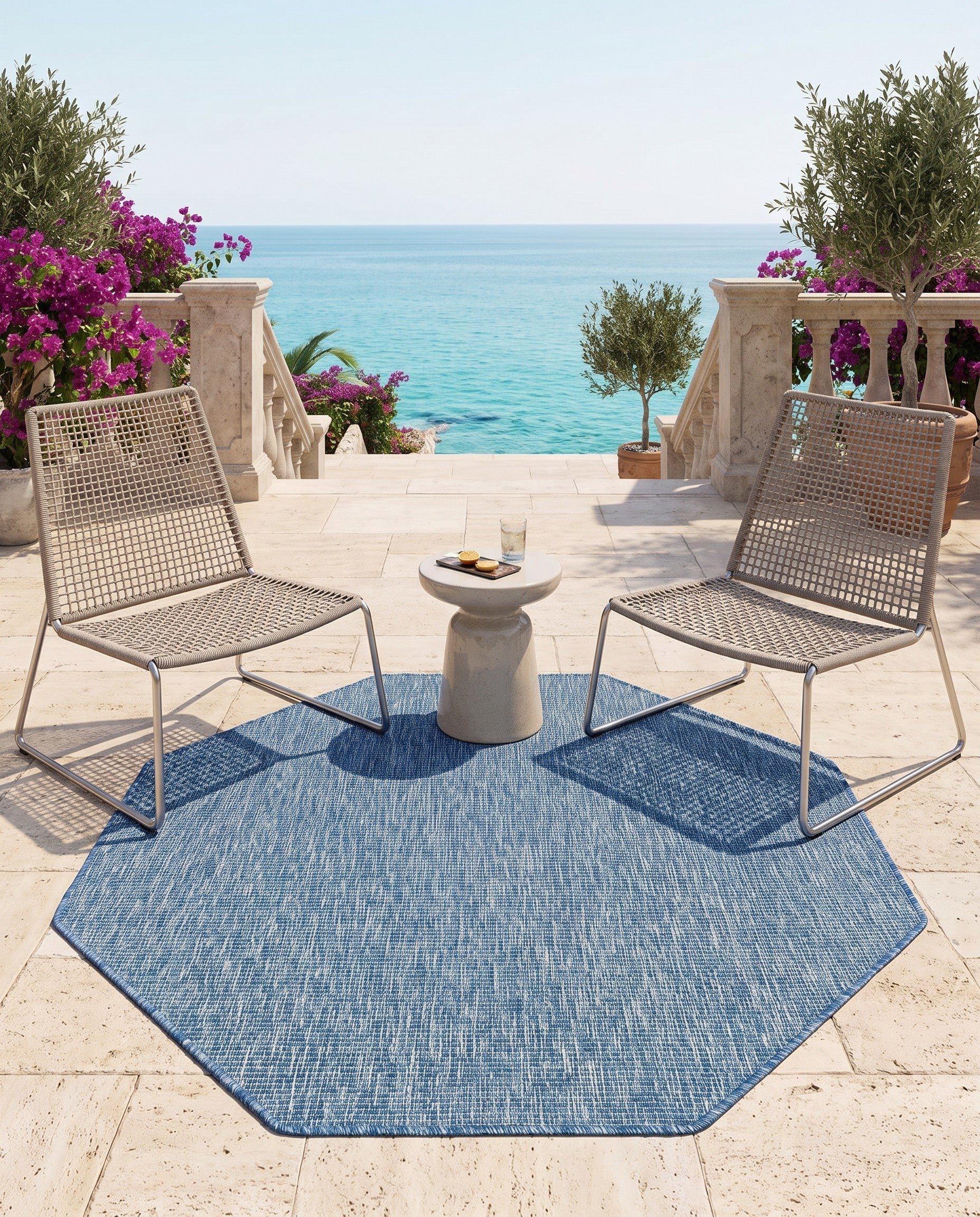 5' 3 x 5' 3 Easy-Clean Solid Indoor / Outdoor Octagon Rug