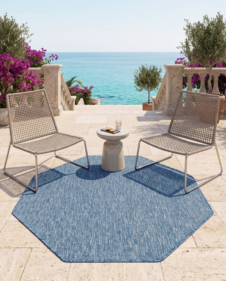 Detail image of 5' 3 x 5' 3 Easy-Clean Solid Indoor / Outdoor Octagon Rug