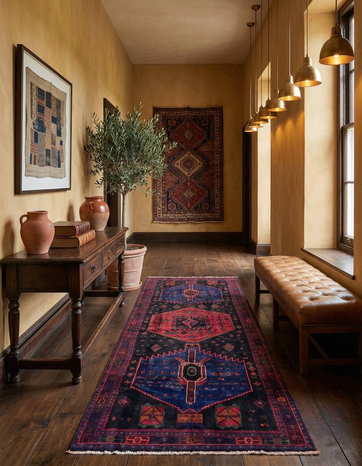 Detail image of  5' x 11' 10  Hand Knotted Sirjan Persian Wool Runner Rug