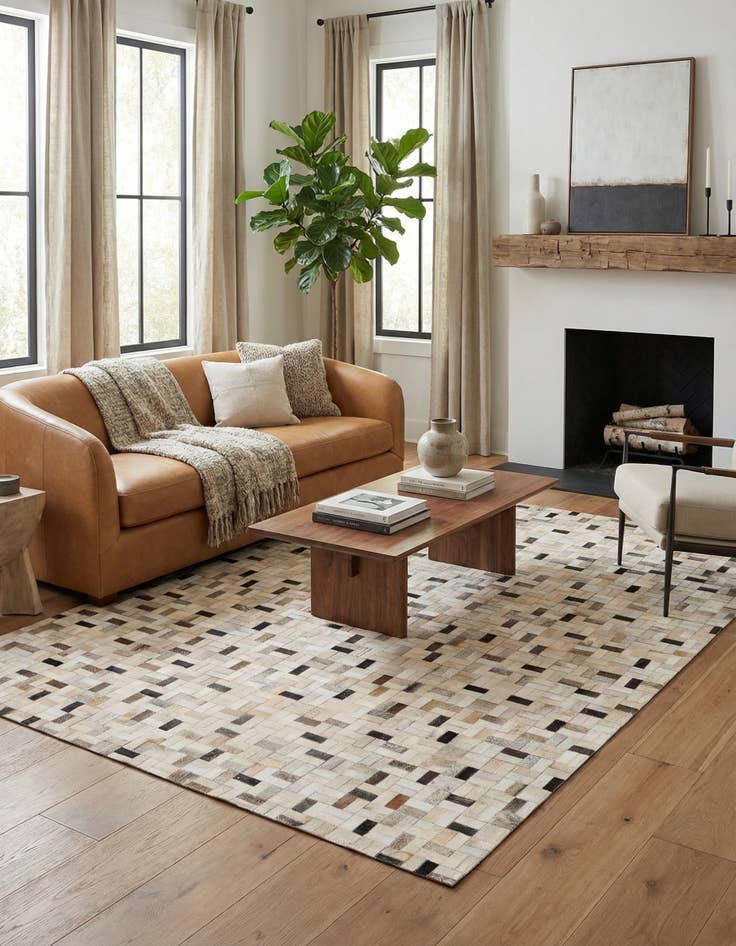 Detail image of 5' 3 x 7' 5 Cowhide Stocks Rug