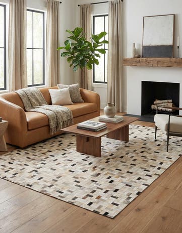 5' 3 x 7' 5 Cowhide Stocks Rug