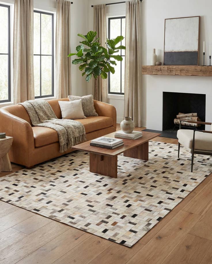 Detail image of 5' 3 x 7' 5 Cowhide Stocks Rug