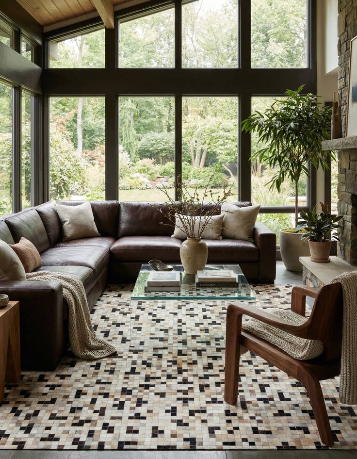 Detail image of  8' 2 x 10' Cowhide Leather Rug