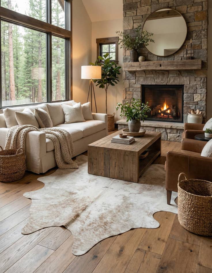 Detail image of 5' 9 x 6' 3 Cowhide Leather Rug