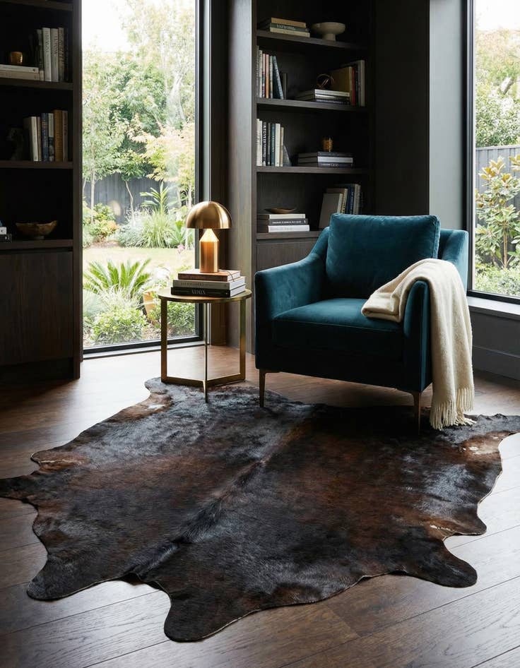 Detail image of 4' 5 x 4' 9 Cowhide Leather Square Rug
