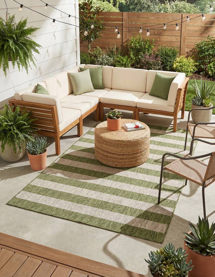 Detail image of 6' x 9' Easy-Clean Striped Indoor / Outdoor Rug