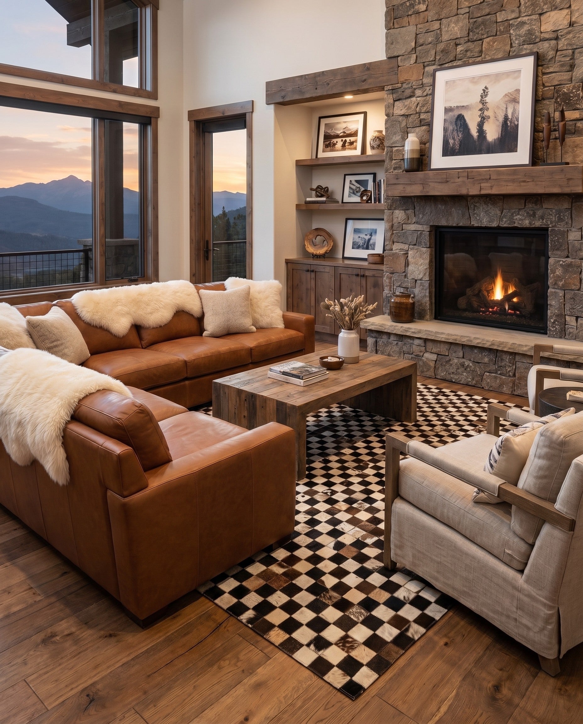 5' 1 x 8' 1 Cowhide Leather Rug