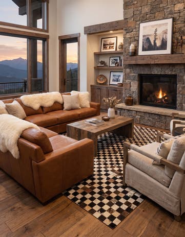 5' 1 x 8' 1 Cowhide Leather Rug