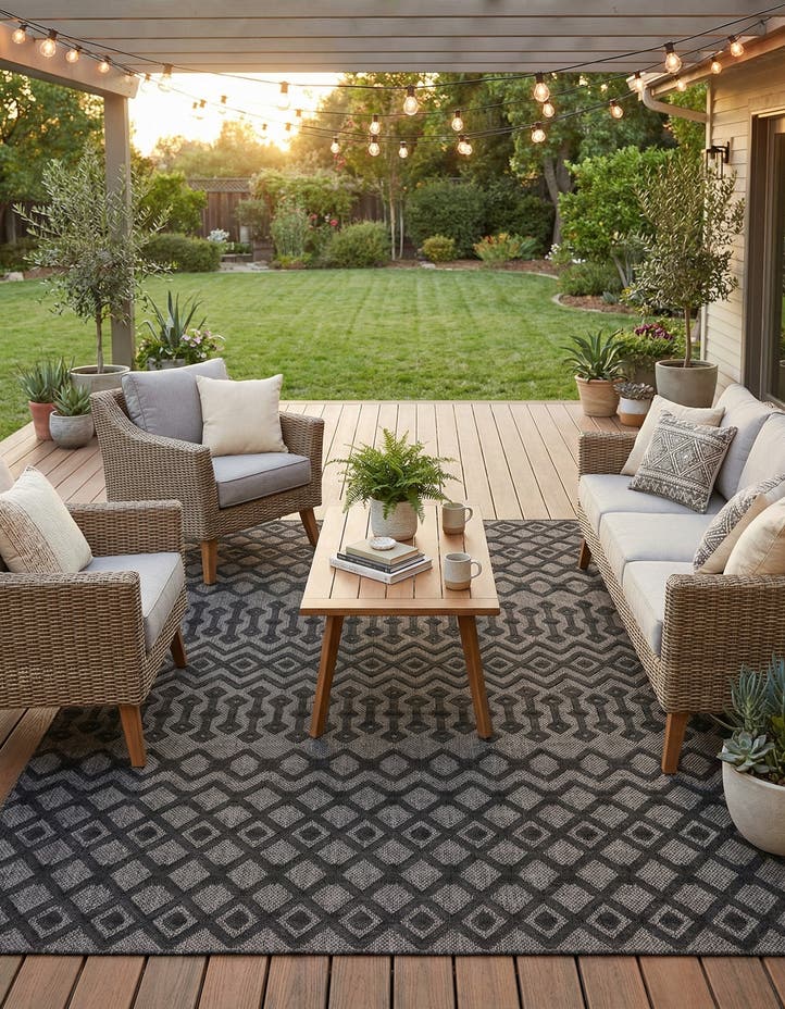 9' x 12' Easy-Clean Trellis Textured Indoor...