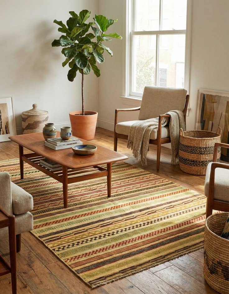 Detail image of 4' x 6'  Hand Knotted Modern Ziegler Rug