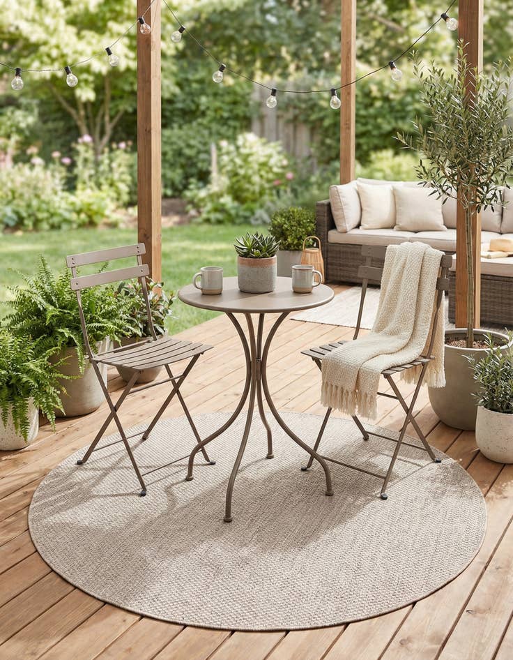 Detail image of  6' 1 x 6' 1  Washable Solid Indoor / Outdoor Round Rug