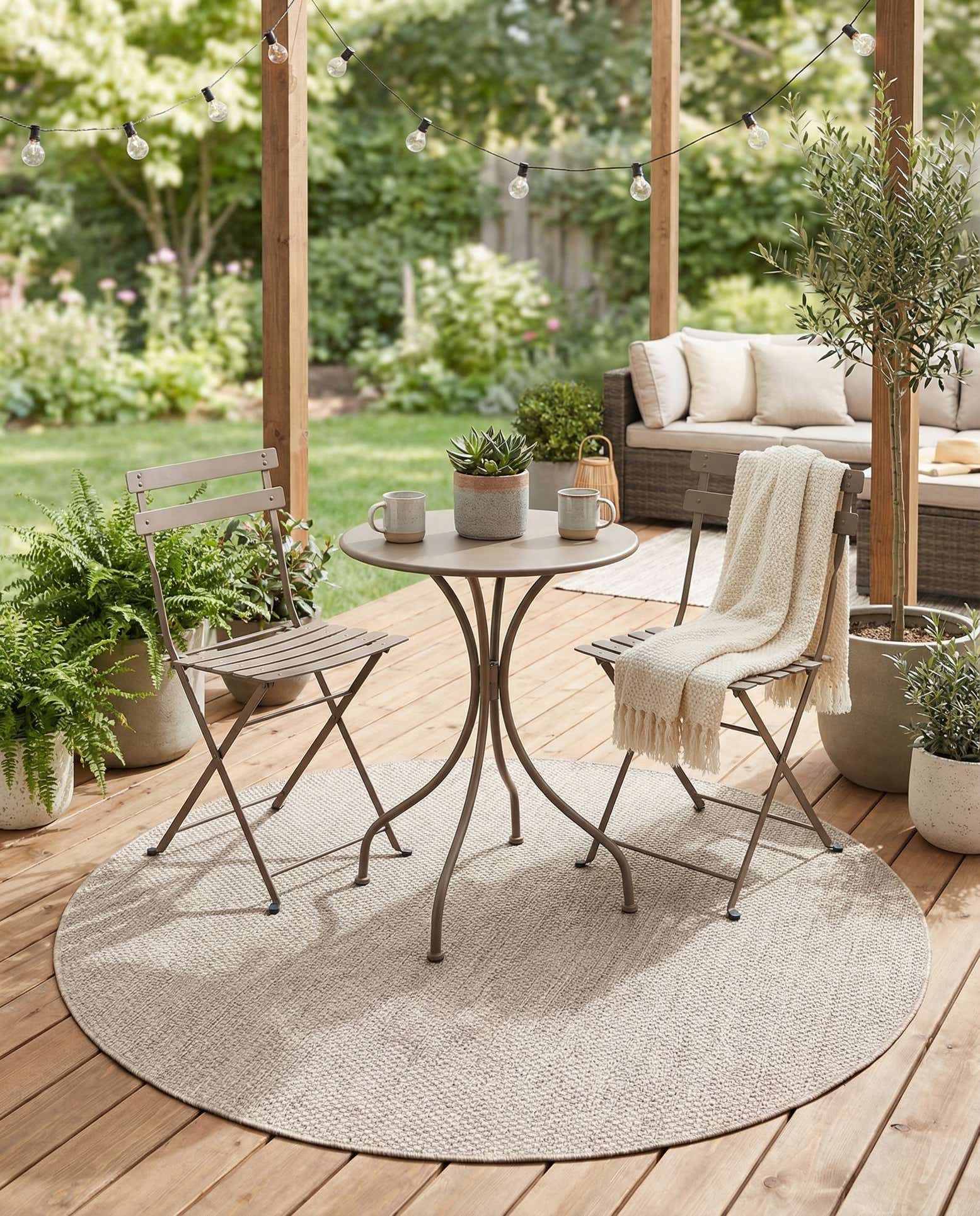 6' 1 x 6' 1 Easy-Clean Solid Indoor / Outdoor Round Rug