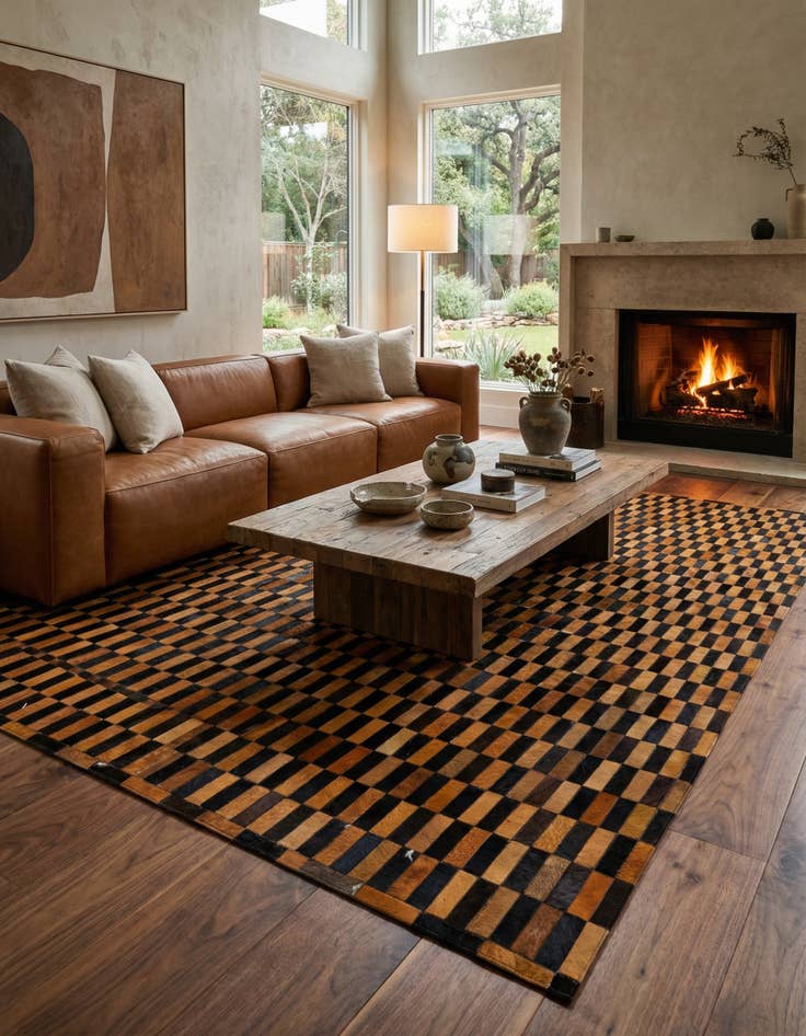 Detail image of  8' 2 x 10' Cowhide - Patchwork Rug