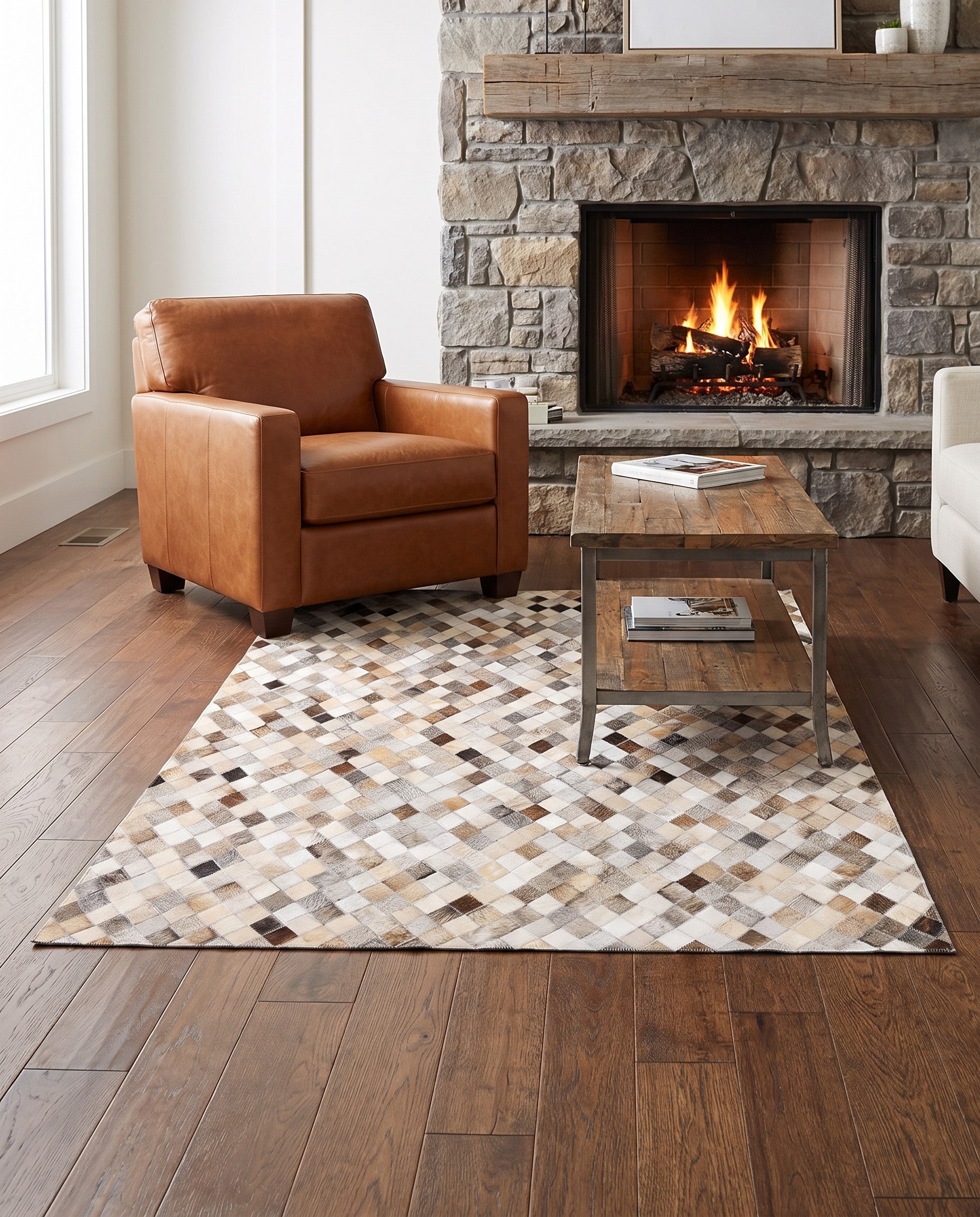 4' x 6' 1 Cowhide Stocks Rug