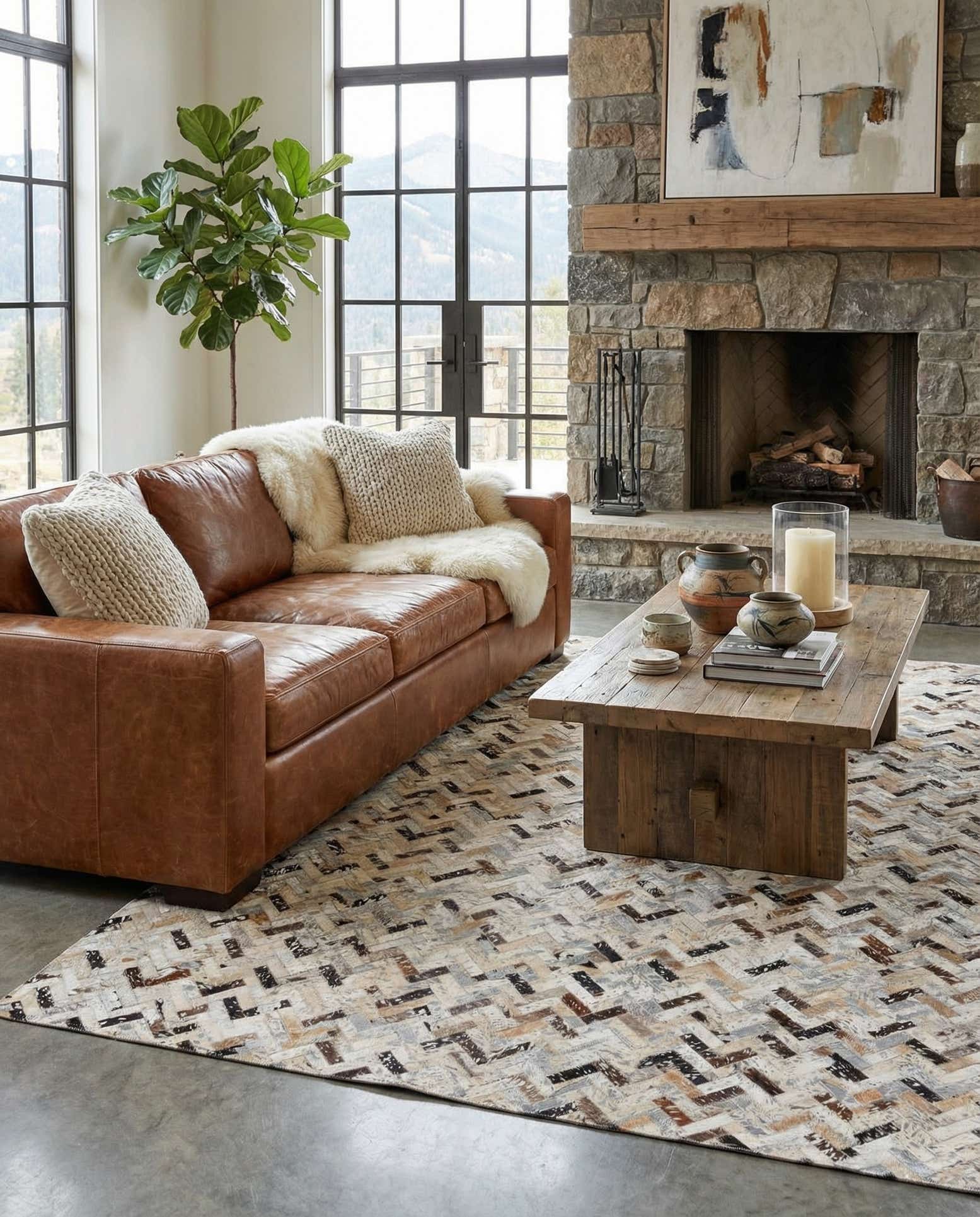 145cm x 230cm Cowhide Stocks Teppich