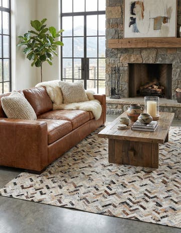4' 10 x 7' 6 Cowhide Stocks Rug
