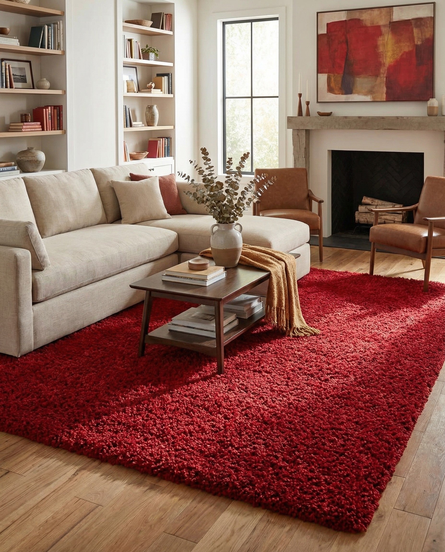  9' x 12' Solid Shag Rug