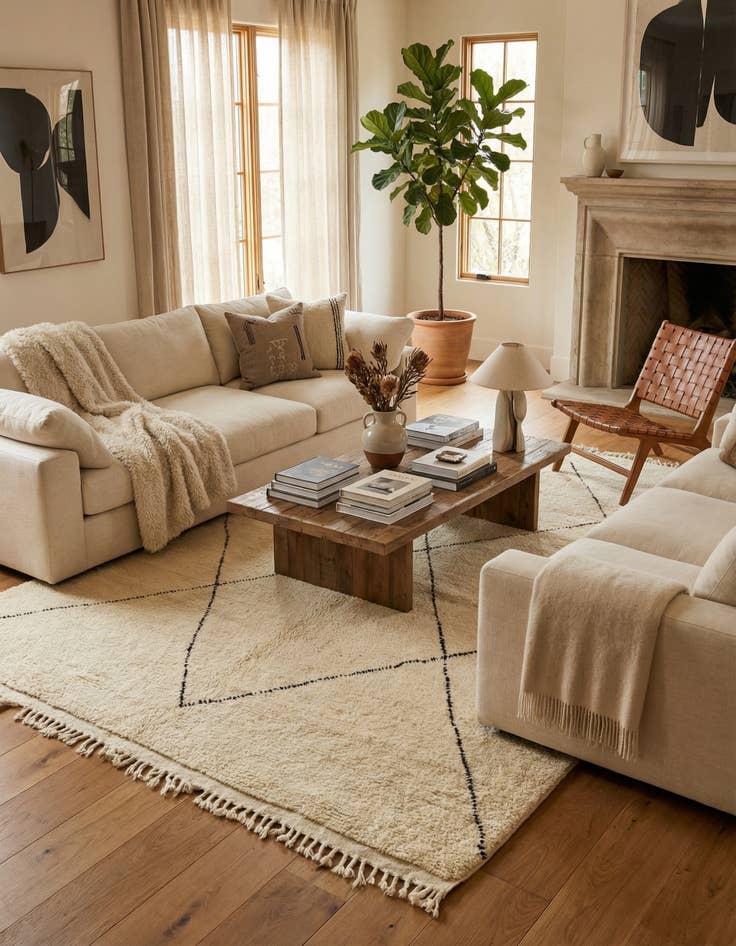 Detail image of  6' 7 x 9' 4  Hand Knotted Moroccan Wool Rug