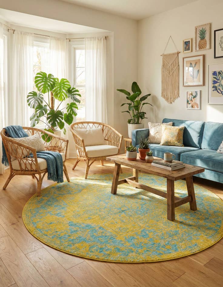 Detail image of 6' 7 x 6' 7  Washable Jill Zarin Dubai Indoor / Outdoor Round Rug