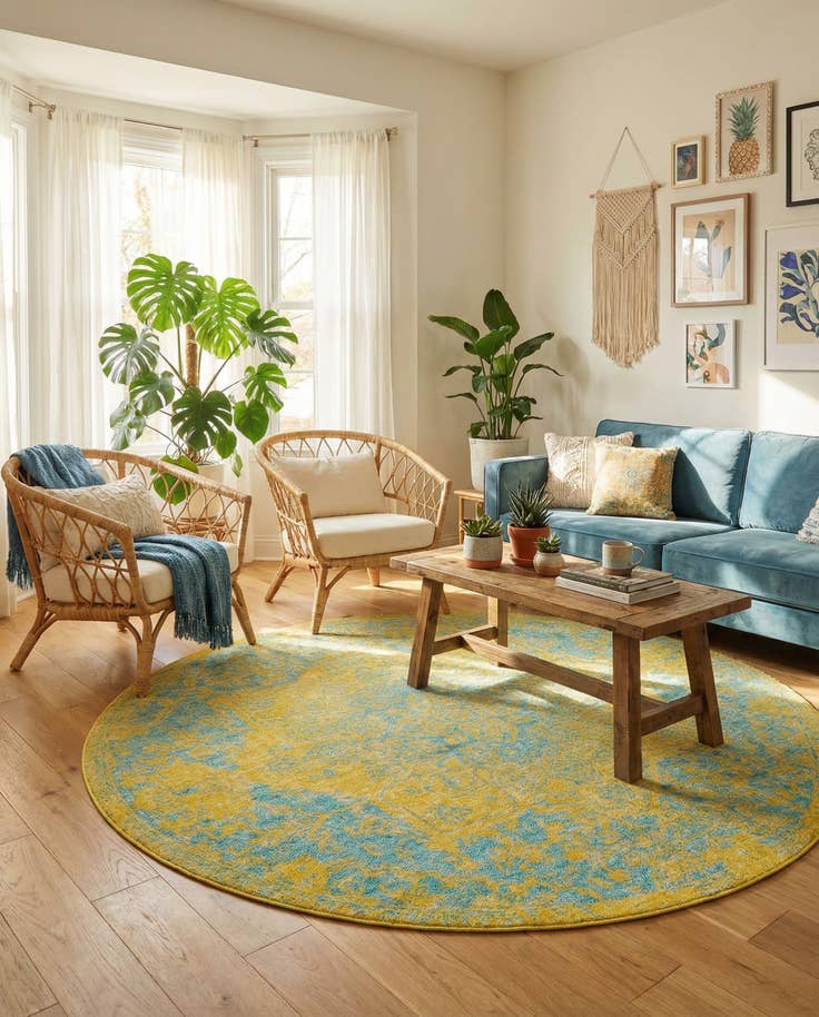 Detail image of 6' 7 x 6' 7 Easy-Clean Jill Zarin Dubai Indoor / Outdoor Round Rug