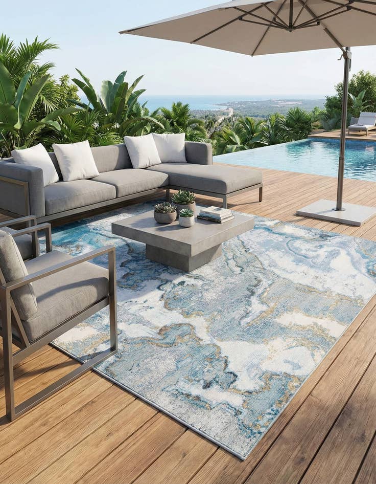 Detail image of 9' x 12'  Washable Modern Indoor / Outdoor Rug
