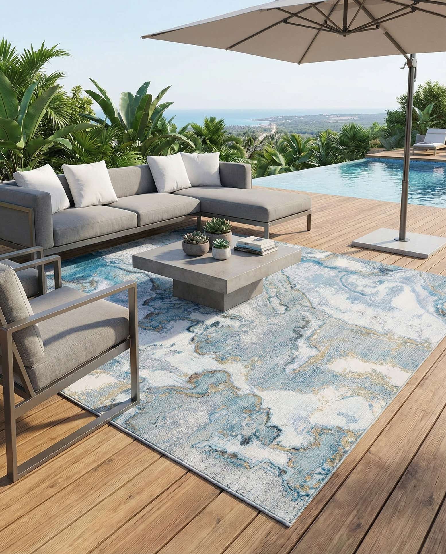 9' x 12' Easy-Clean Modern Indoor / Outdoor Rug