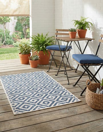 Blue Easy-Clean Jill Zarin Costa Rica Indoor / Outdoor Rug