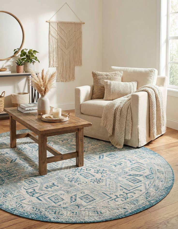 Detail image of 7' 10 x 10'  Washable Aztec Indoor / Outdoor Oval Rug