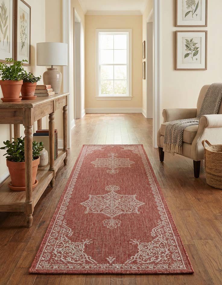 Detail image of  2' 7 x 10'  Washable Traditional Indoor / Outdoor Runner Rug